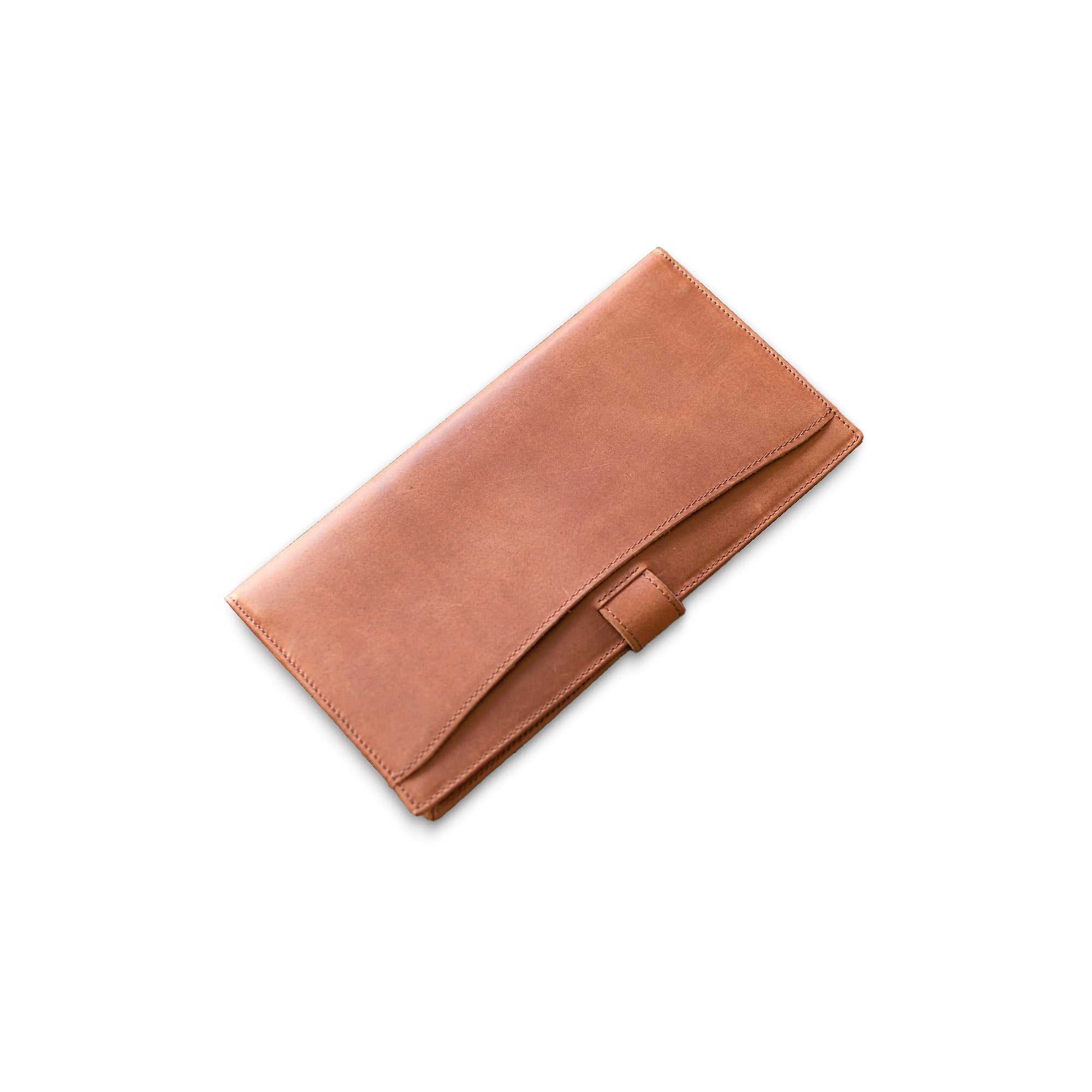 Brown leather Travel wallet  on a white background