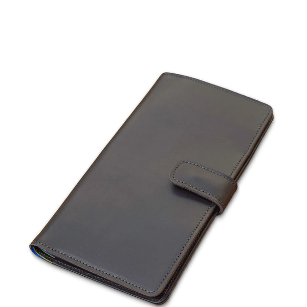 Black leather wallet on a white background
