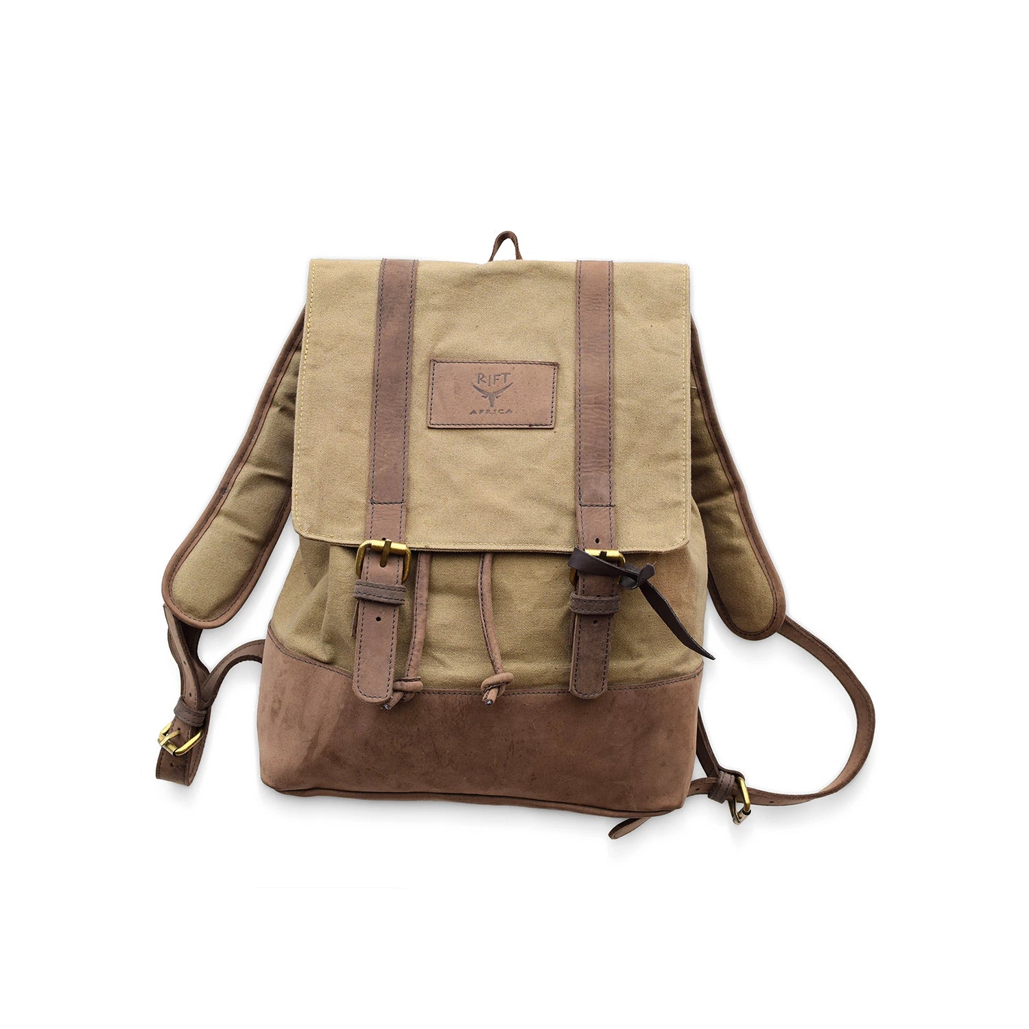 Brown backpack with leather canvas 