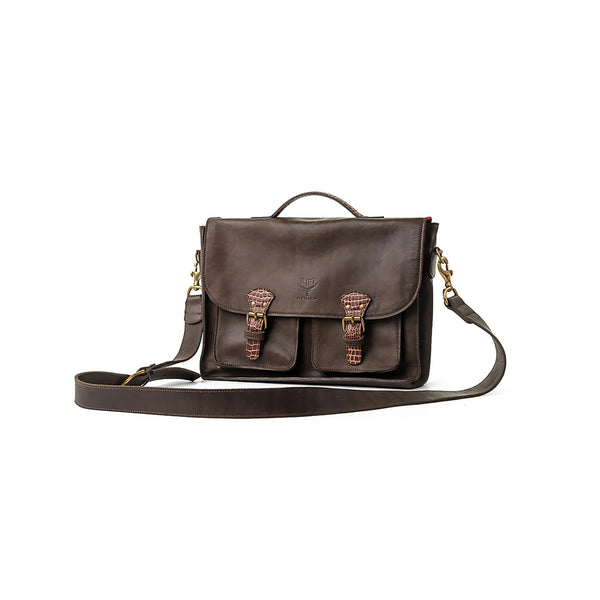 Brown leather satchel bag 