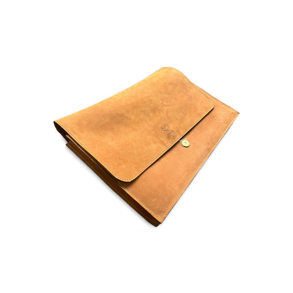 Brown leather laptop sleeve 