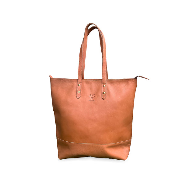 Brown leather tote bag 