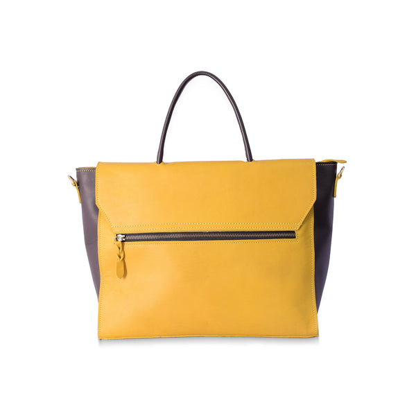 Yellow leather handbag