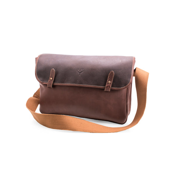 Brown leather satchel bag 