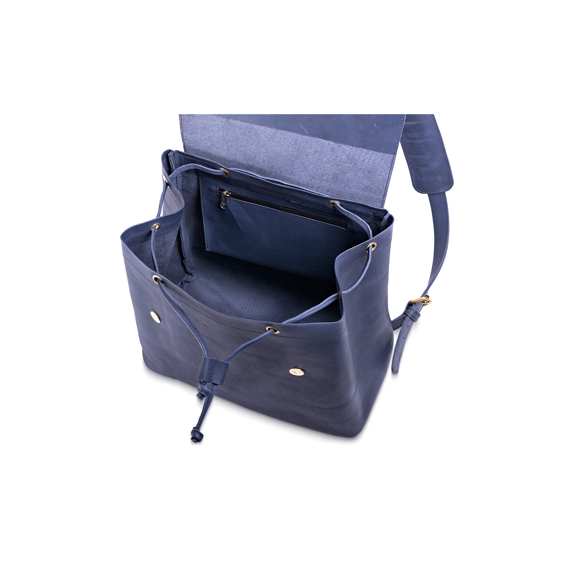 Blue leather backpack 