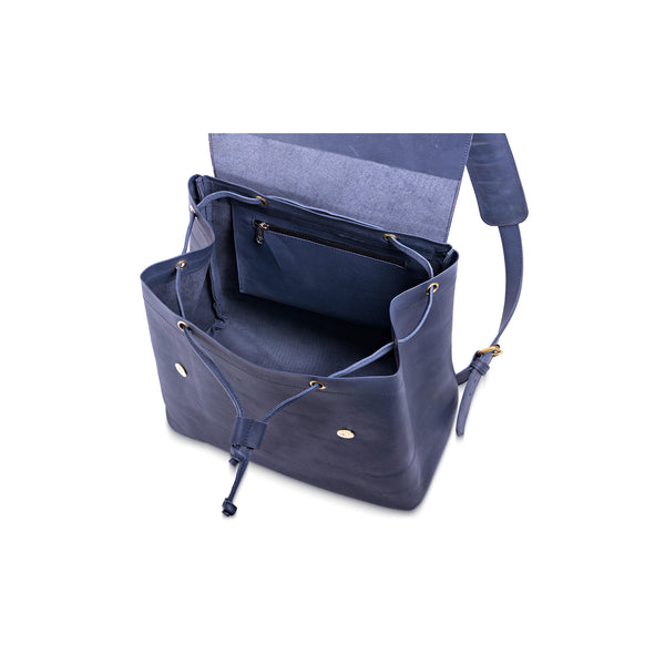 Blue leather backpack 
