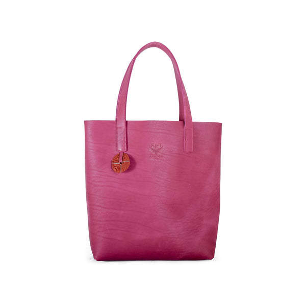 Pink leather  tote bag