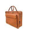 Brown leather briefcase on a white background