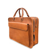 Brown leather briefcase on a white background