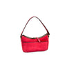 Red leather handbag