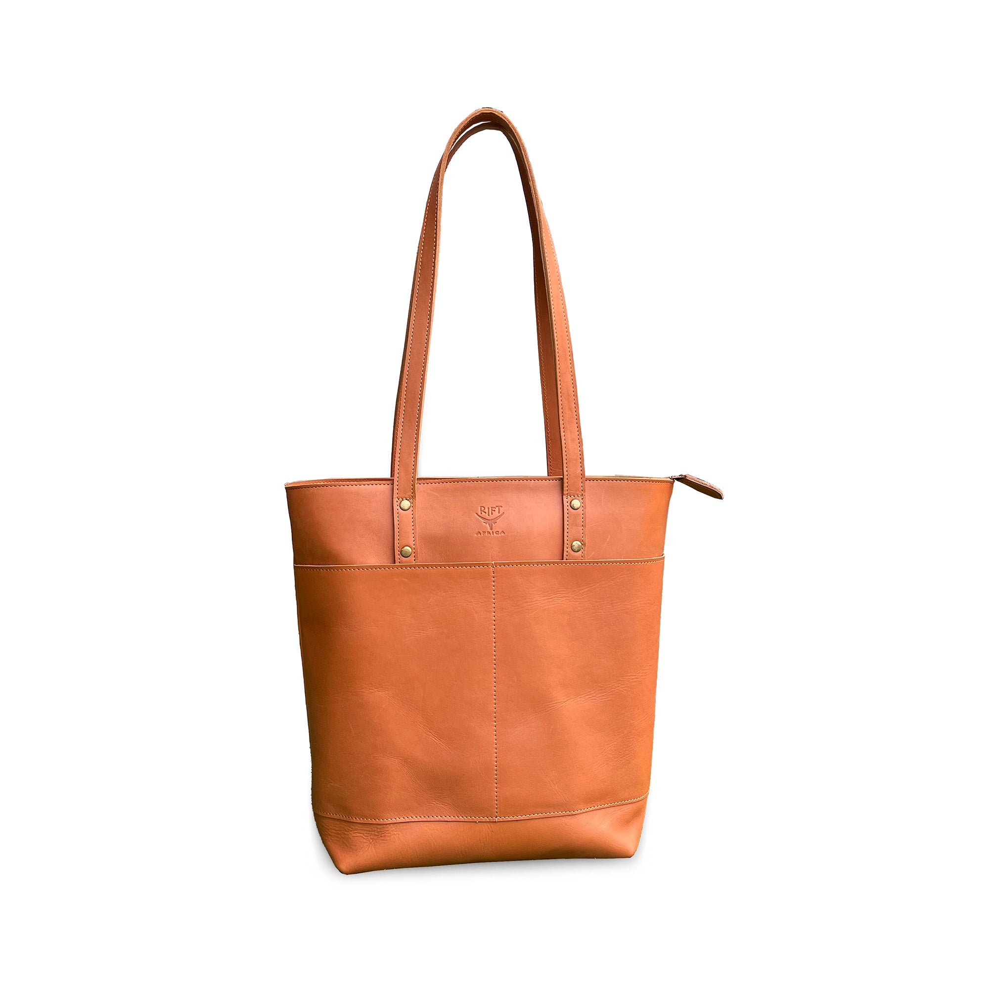 Brown leather tote bag 