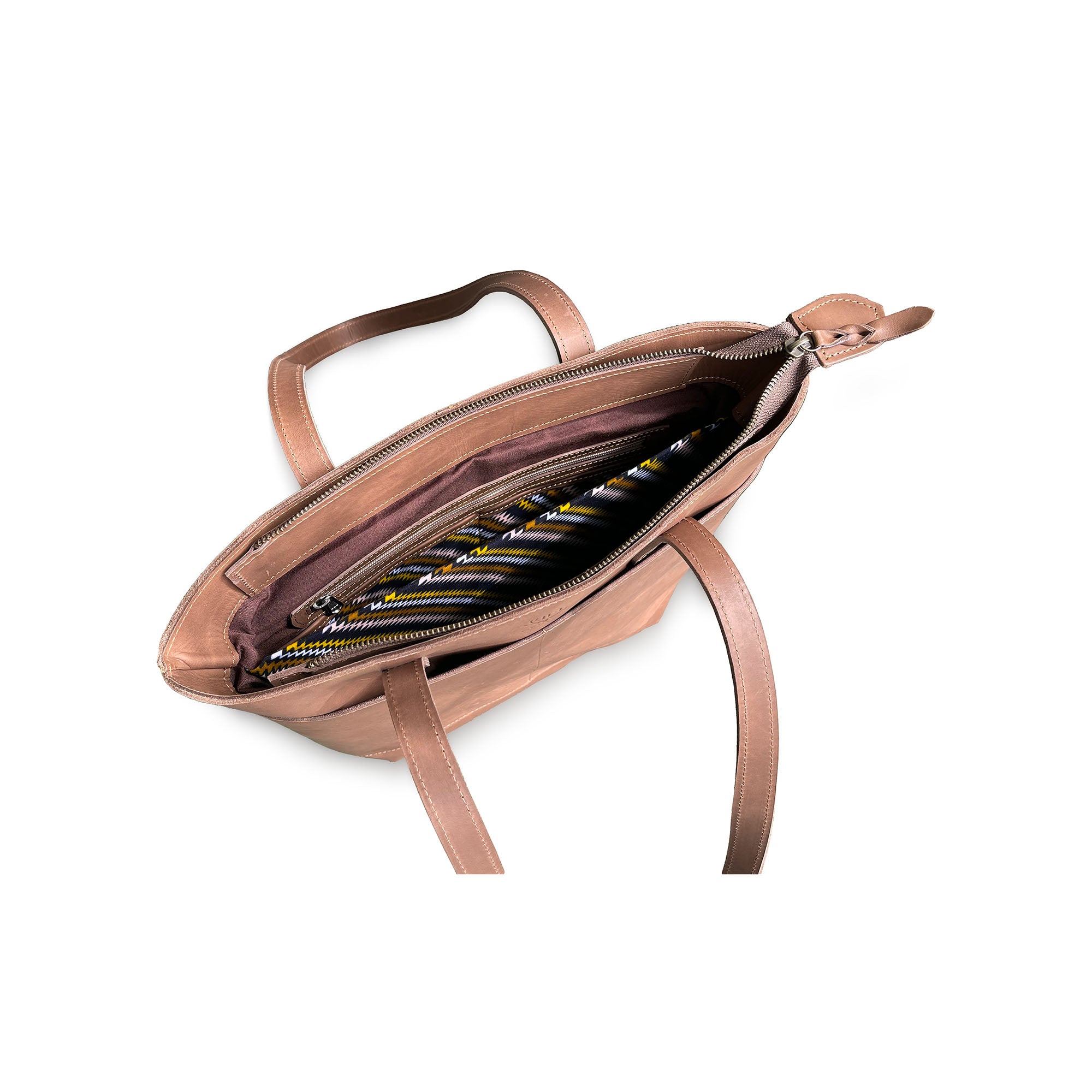 Brown leather tote bag 