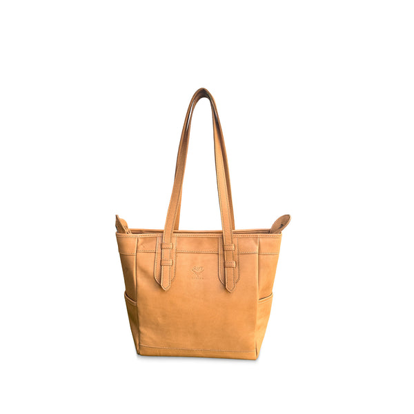 Zipped Ladies Leather Handbag – Everyday Leather Tote for Women