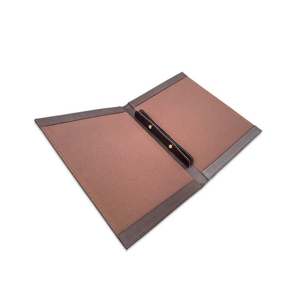 brown leather menu cover on a white background