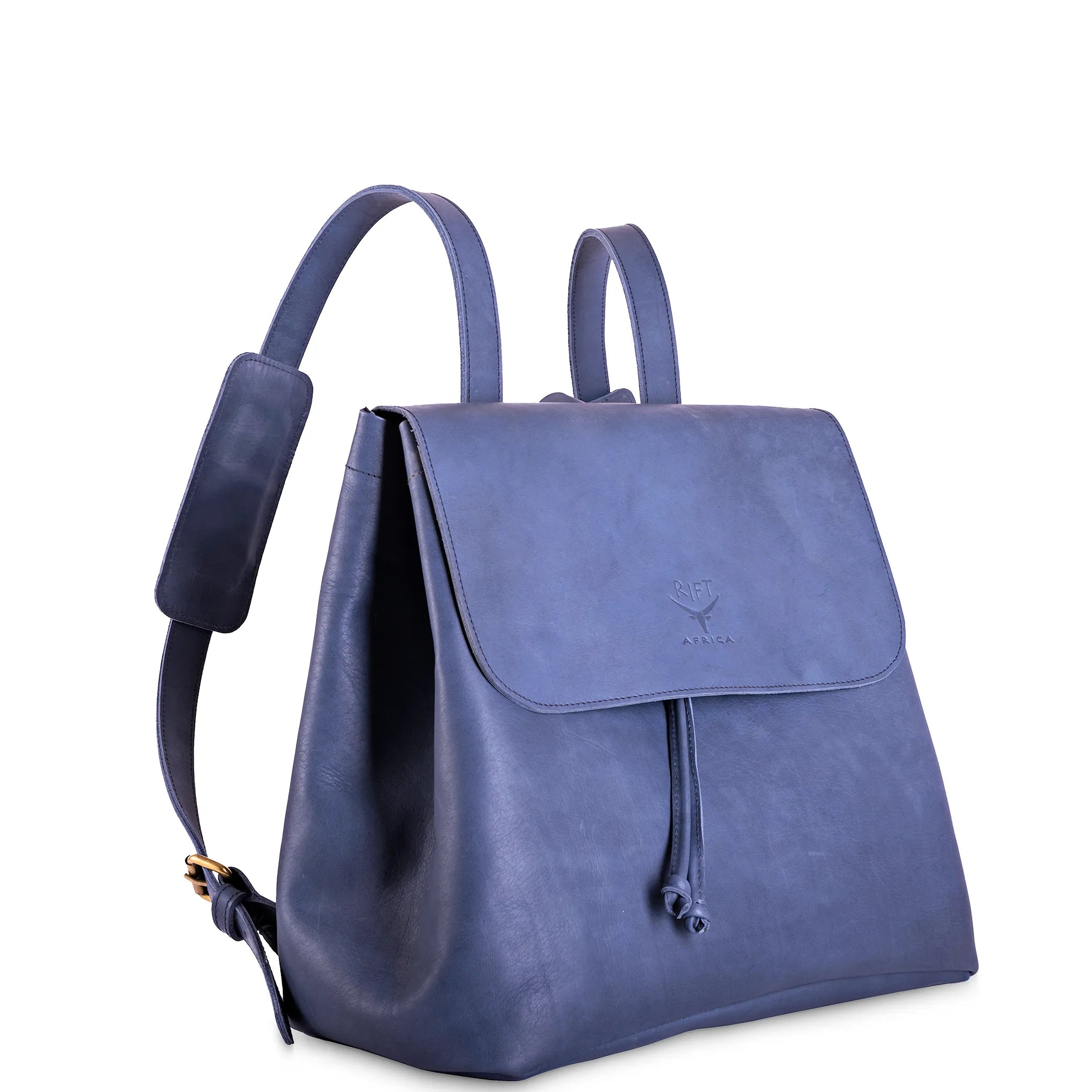 Blue backpack on a white background