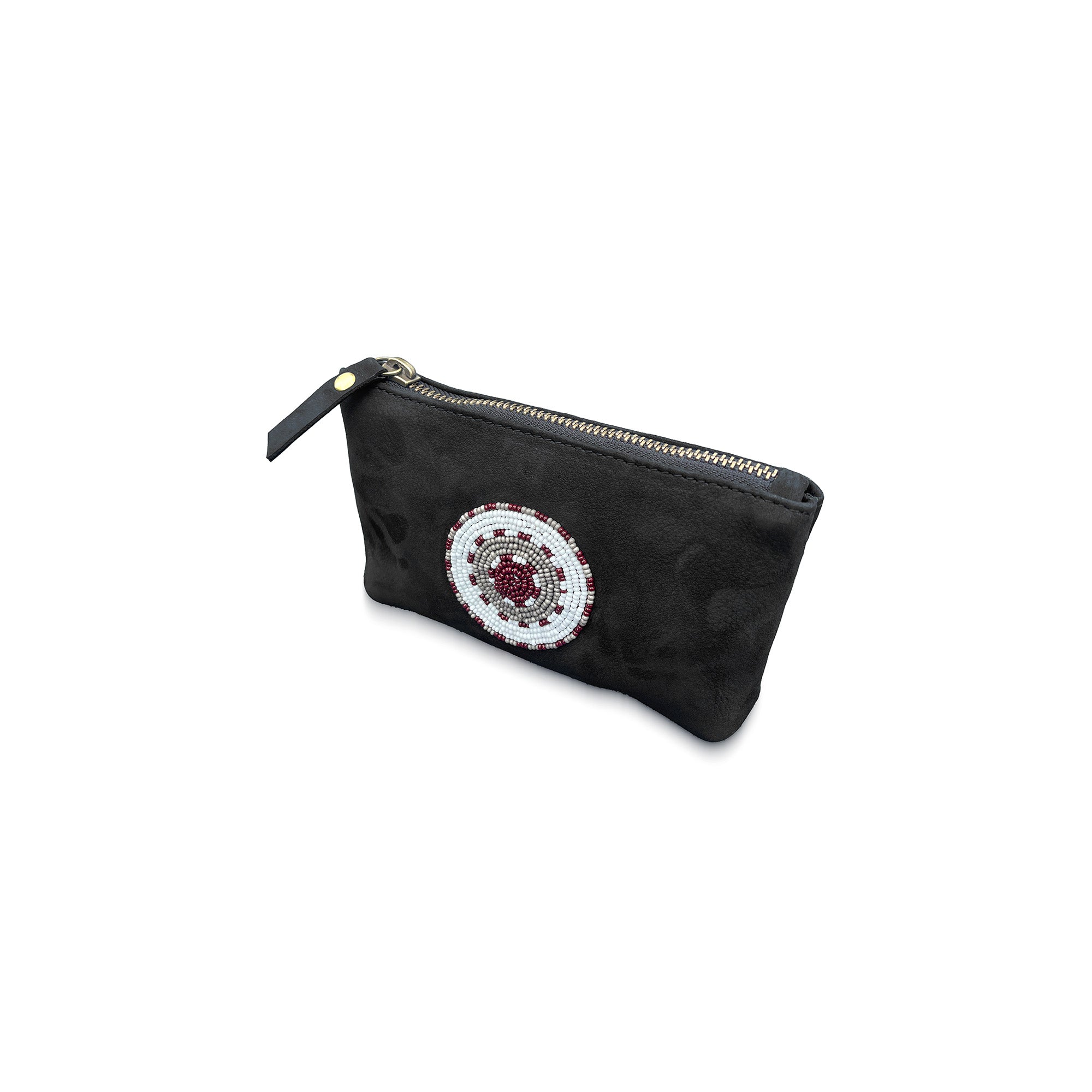 black beaded pouch
