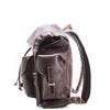 Brown leather backpack on a white background