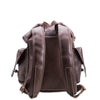 Brown leather backpack on a white background