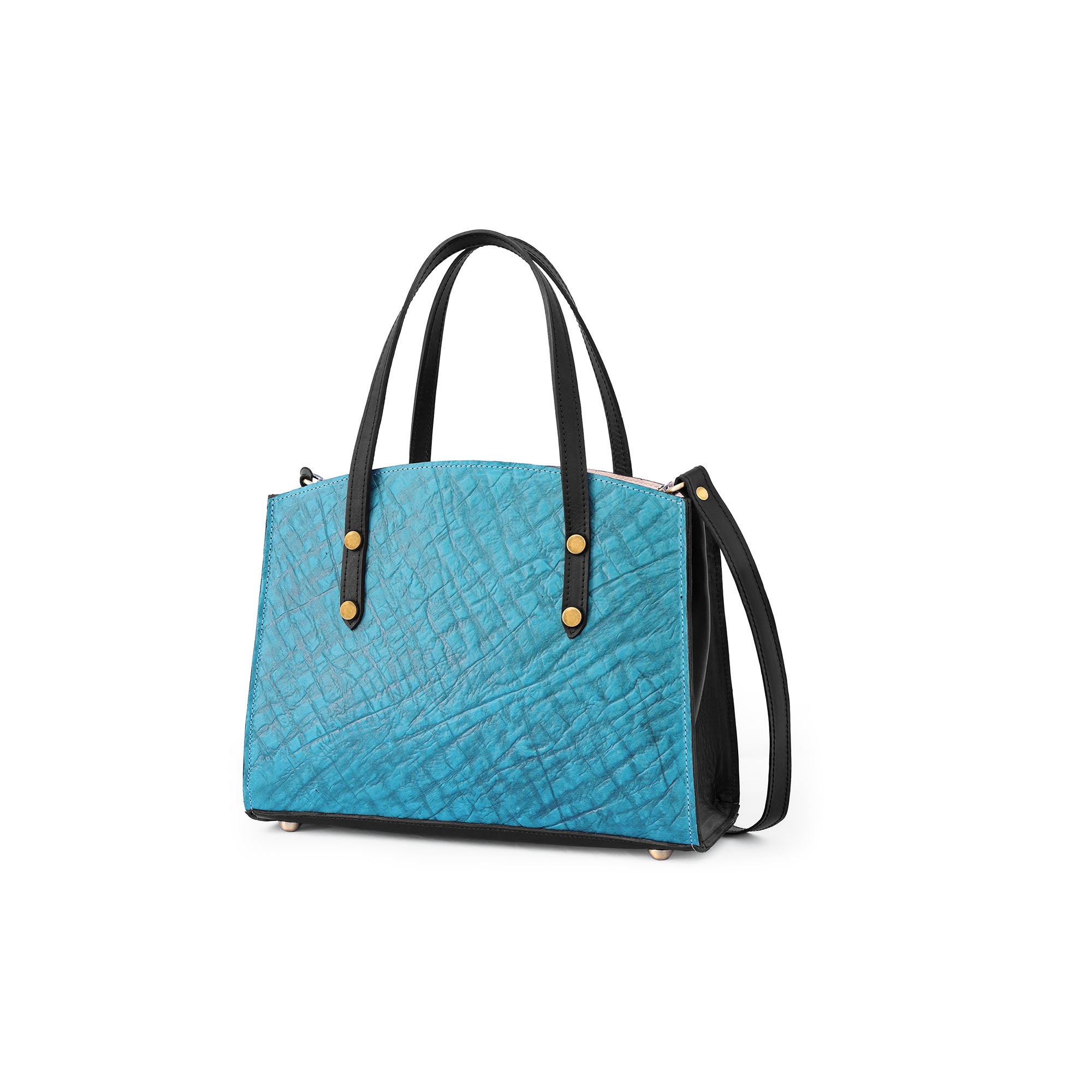 Blue textured leather handbag 