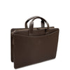 Brown leather briefcase on a white background