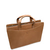 Brown leather briefcase on a white background