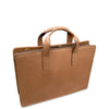 Brown leather briefcase on a white background