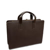 Brown leather briefcase on a white background