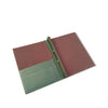 leather room folder open to show a pocket on a white background.