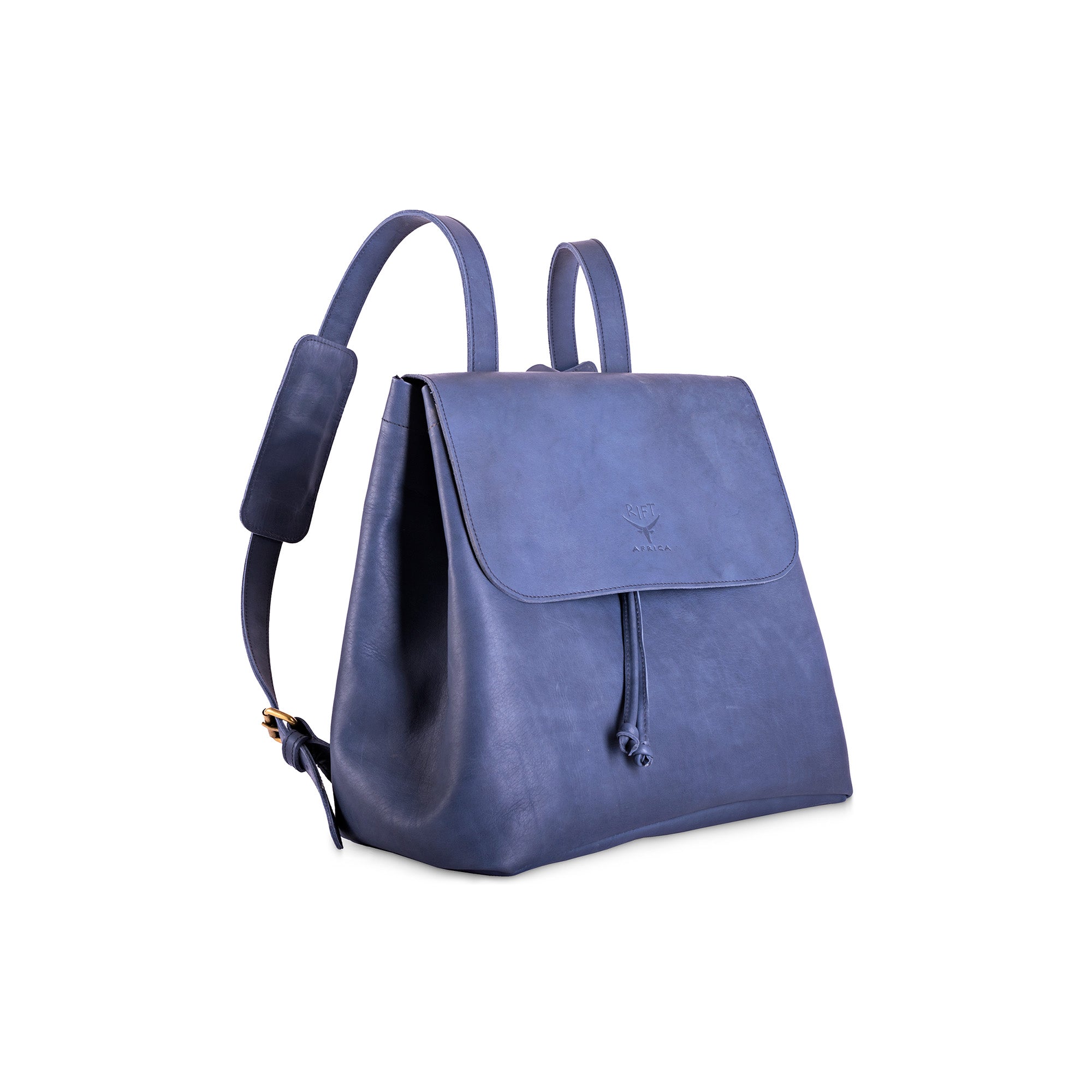Blue leather backpack 