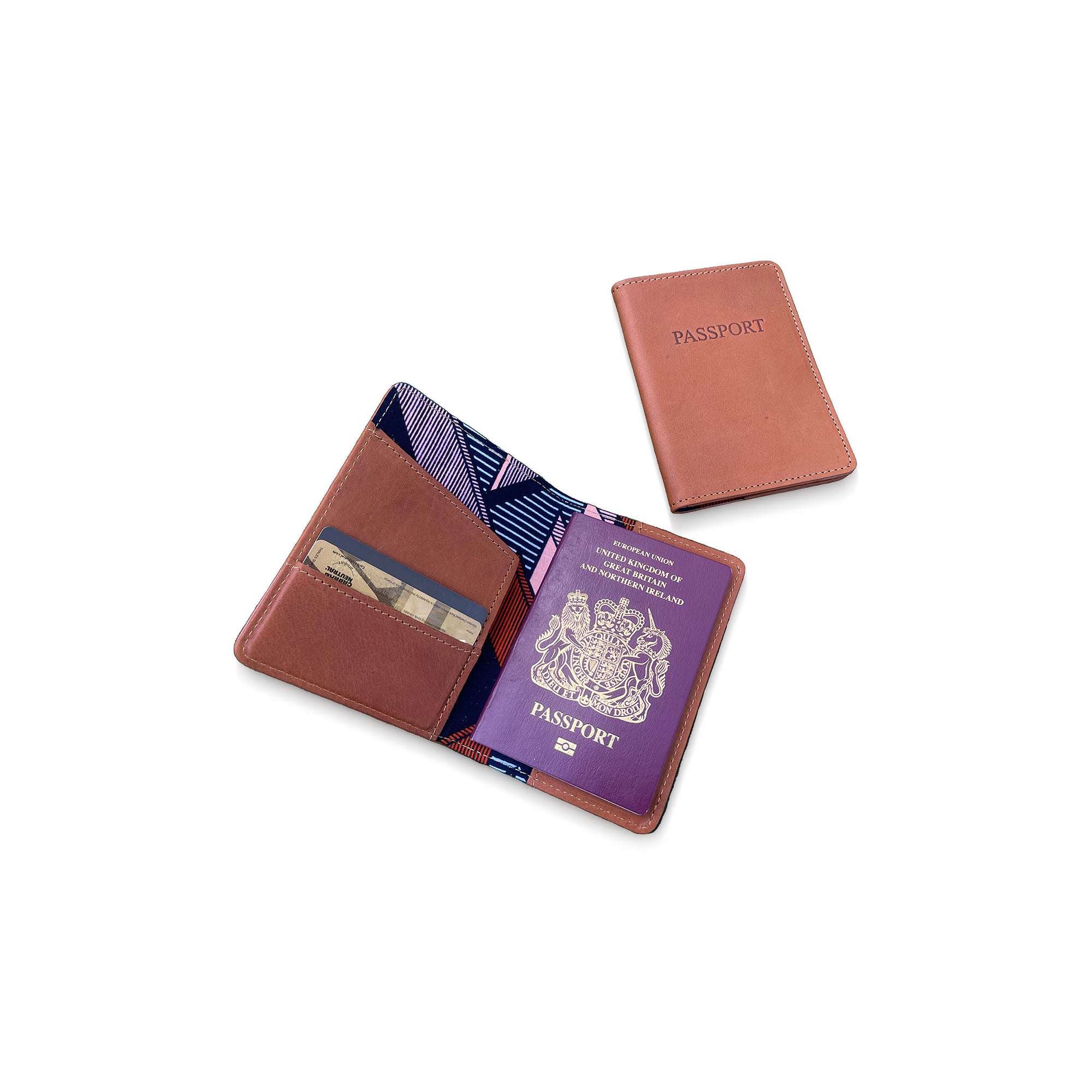 Brown leather passport holder 