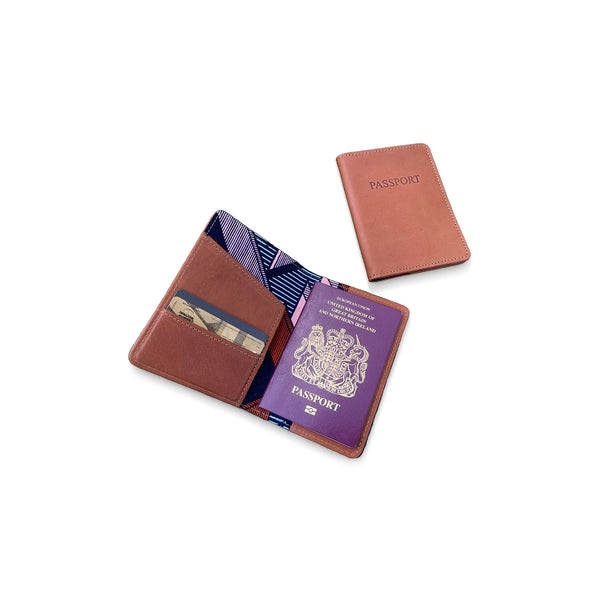 Brown leather passport holder 
