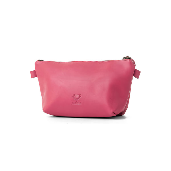 Pink leather Ladies Toiletry Bag
