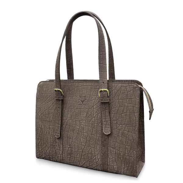 Brown leather briefcase on a white background