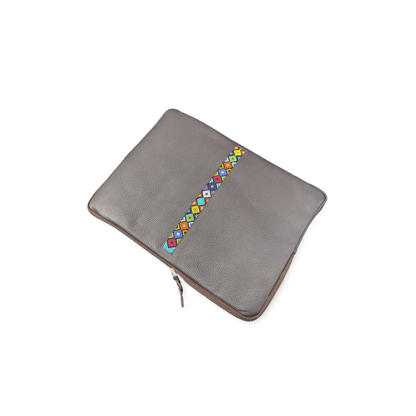 Padded leather laptop case