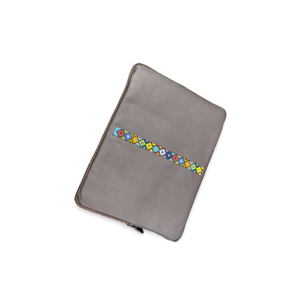 leather laptop case with beading