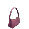Purple leather handbag on a white background