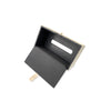 Black tissue box  with wooden handle on a white background