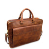 Brown leather briefcase on a white background