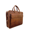Brown leather briefcase on a white background