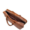 Brown leather briefcase on a white background