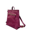 Purple backpack with a gold zipper on a white background