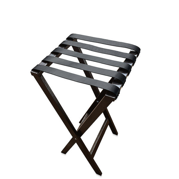 Black folding leather and wood tray jack  on a white background