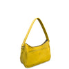 Yellow leather handbag on a white background
