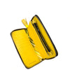 Yellow wallet with a zipper on a white background